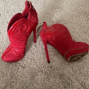 Fabulous red leather ankle booties B Brian Atwood